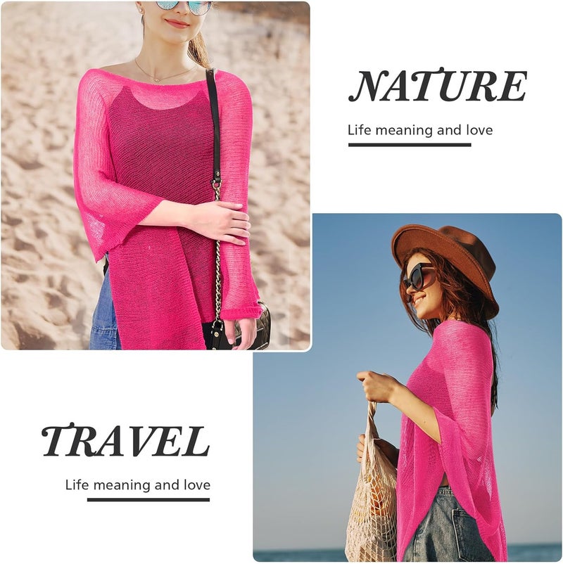 Jamntower 1 Pcs Women Sheer Poncho Shrug Summer Sheer Blouse Top Lightweight Poncho Sheer Bolero for Formal Evening Dress - Image 5